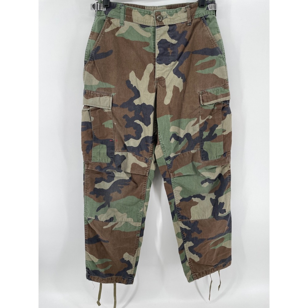 Military Camo Pants Mens Small Short Woodland Cargo BDU Ripstop Tactical Utility